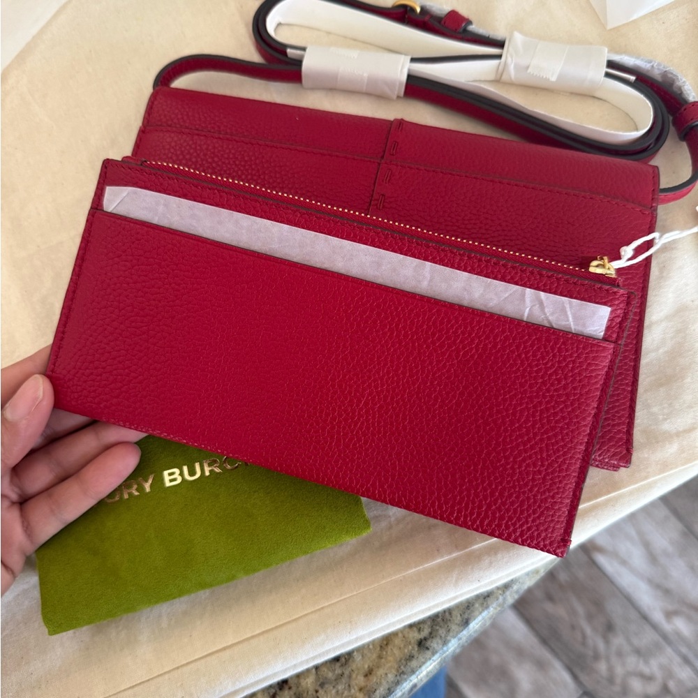 375+tory burch McGraw Wallet Crossbody  Red Color - Picture 6 of 12